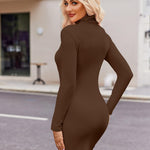 Zeagoo Bodycon Dress Elegant Turtleneck Long Sleeve Dress (DE Only)