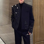 Heavily Beaded Diamond-encrusted Collarless Suit Jacket