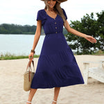 Zeagoo Women's Casual Dress Flutter Button Down Tiered Flowy Dress