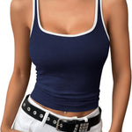 Zeagoo 2 Packs Womens Ribbed Tank Tops Square Neck Tops