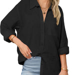 Zeagoo Linen Button Down Shirts  Long Sleeve Cotton Gauze Tops