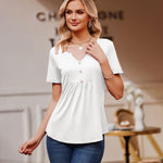 Zeagoo Tunic Tops V Neck Loose Fit Short Sleeve Shirt (DE Only)