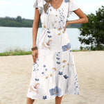 Zeagoo Women's Casual Dress Flutter Button Down Tiered Flowy Dress