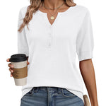 Zeagoo Casual V Neck Short Sleeve Knit Sweater (US Only)