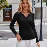 Zeagoo Long Sleeve T Shirts Casual V Neck Ribbed Tunic Tops