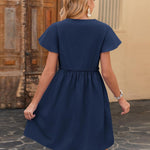 Zeagoo Button Down Flutter Sleeve Cotton Linen Dress with Pockets