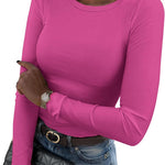 Zeagoo Langarmshirt Damen Rundhals Basic T-Shirt