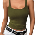 Zeagoo 2 Packs Womens Ribbed Tank Tops Square Neck Tops