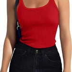 Zeagoo 2 Packs Womens Ribbed Tank Tops Square Neck Tops