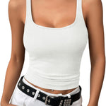Zeagoo 2 Packs Womens Ribbed Tank Tops Square Neck Tops
