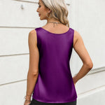 Zeagoo Silk Satin Tank Tops Scoop Neck Sleeveless Tops