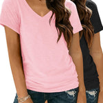 Zeagoo Women Casual Soft V Neck Basic Tee Tops