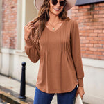 Zeagoo Blouse Women's Elegant Tunic Long Sleeve V-Neck Blouses (DE Only)