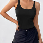 Zeagoo 2 Packs Womens Ribbed Tank Tops Square Neck Tops