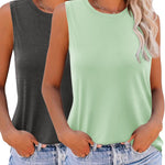 Zeagoo 2 Pack Casual Crewneck Sleeveless T Shirts