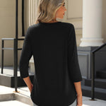 Zeagoo 3/4 Length Sleeve Tops Loose Fit Shirts Pleated Tunics
