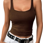 Zeagoo 2 Packs Womens Ribbed Tank Tops Square Neck Tops