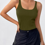 Zeagoo 2 Packs Womens Ribbed Tank Tops Square Neck Tops