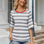 Zeagoo Oversized Loose Fit Short Sleeve Striped Tops