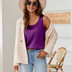 Zeagoo Silk Satin Tank Tops Scoop Neck Sleeveless Tops