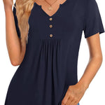 Zeagoo Tunic Tops V Neck Loose Fit Short Sleeve Shirt (DE Only)