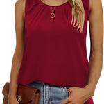 Zeagoo Blouse Top Chiffon T-Shirt Sleeveless Crew Neck Tops (DE Only)