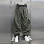 Retro Pleated Multi-Pocket Loose Straight Wide-Leg Pants