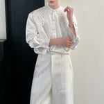 Retro Stand-up Collar Cloud Shoulder Shirt