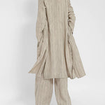 Zeagoo Casual Stripes Slim Fit Long Blazers Collar Jacket With Flap Pockets