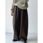 High-waisted Elasticated Casual Straight Trousers