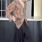 Vintage Tie-dye Embroidered Draped Shirt