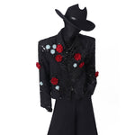 Sequined 3D Flower Stage Jacket
