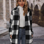 Zeagoo Buffalo Plaid Open Front Flannel Longline Coat