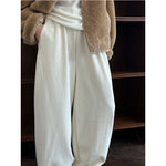 High-waisted Elasticated Casual Straight Trousers