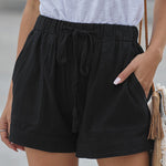 Zeagoo Casual Elastic Waist Drawstring Pocketed Loose Shorts Pants
