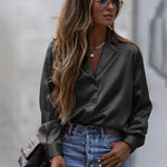 Zeagoo Long Sleeve Shirts Casual Lapel Collar V Neck Single Breasted Tunic Blouse