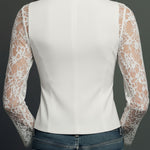 Noelia | Black blazer top with semi-sheer sleeves