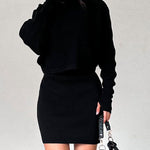 Zeagoo Women's Casual Two Pieces Sets Turtleneck Sweater and Mini Skirt Suits