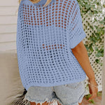 Zeagoo Short Sleeve Crochet Sweater Tops