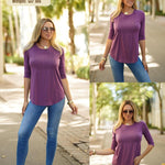 Zeagoo 3/4 Length Sleeve Tops Loose Fit Shirts Pleated Tunics