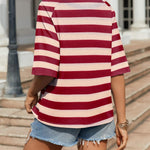 Zeagoo Oversized Loose Fit Short Sleeve Striped Tops
