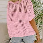 Zeagoo Short Sleeve Crochet Sweater Tops