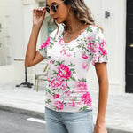 Zeagoo Women's Short Sleeve V Neck Blouse Ruched Casual Tunic Tops