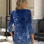 Zeagoo 3/4 Length Sleeve Tops Loose Fit Shirts Pleated Tunics