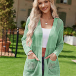 Zeagoo Women 2024 Lightweight Crochet Cardigan Long Sleeve Open Front Knit Sweater Summer Kimono Cover Up with Pockets