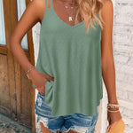 Zeagoo Flowy Strap Eyelet Embroidery Sleeveless Casual Tank Top