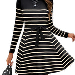 Zeagoo Women's Casual Dress Tie Waist Fall Ribbed Dress