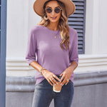 Zeagoo Loose Short Sleeve Tunic Tops Crochet Knit Pullover Sweater