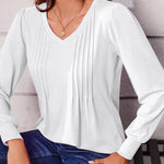 Zeagoo Blouse Women's Elegant Tunic Long Sleeve V-Neck Blouses (DE Only)