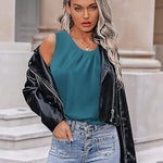 Zeagoo Blouse Top Chiffon T-Shirt Sleeveless Crew Neck Tops (DE Only)